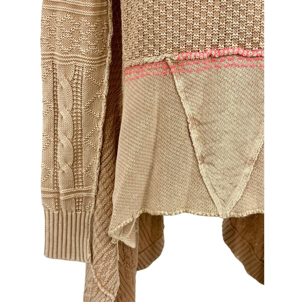 RARE Free People Beige Asymmetrical Waterfall Cardigan | Coastal Boho Grunge S - Picture 12 of 16